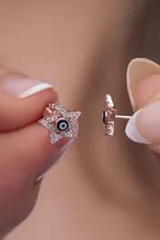 Heliophilia Silver Pendiente de Plata de Ley 925 con Oro Rosa y Circón
